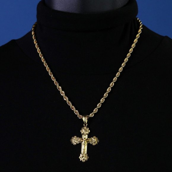 Jesus 14k Cross Crucifix Necklace - Picture 1 of 4